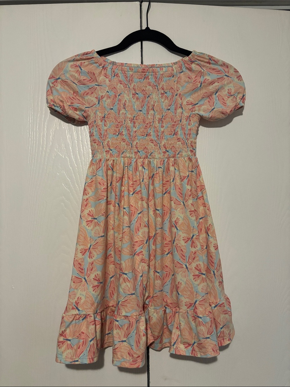 Falls Creek Peach Floral Smocked Puff Sleeve Dress